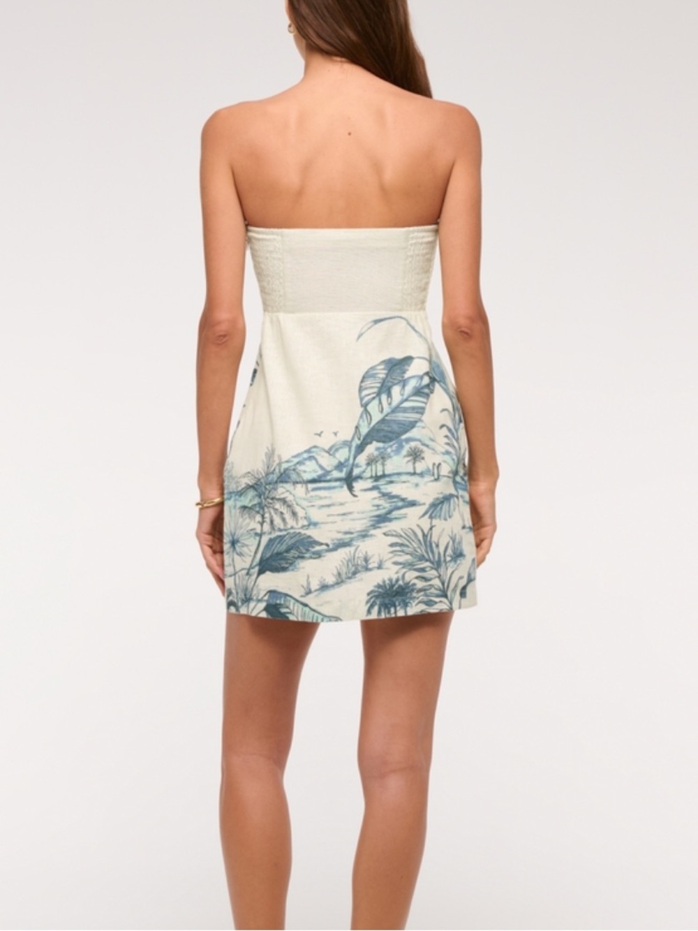 NWT Abercrombie Scarlett Strapless Linen-Blend Skort Dress - Picture 2 of 8